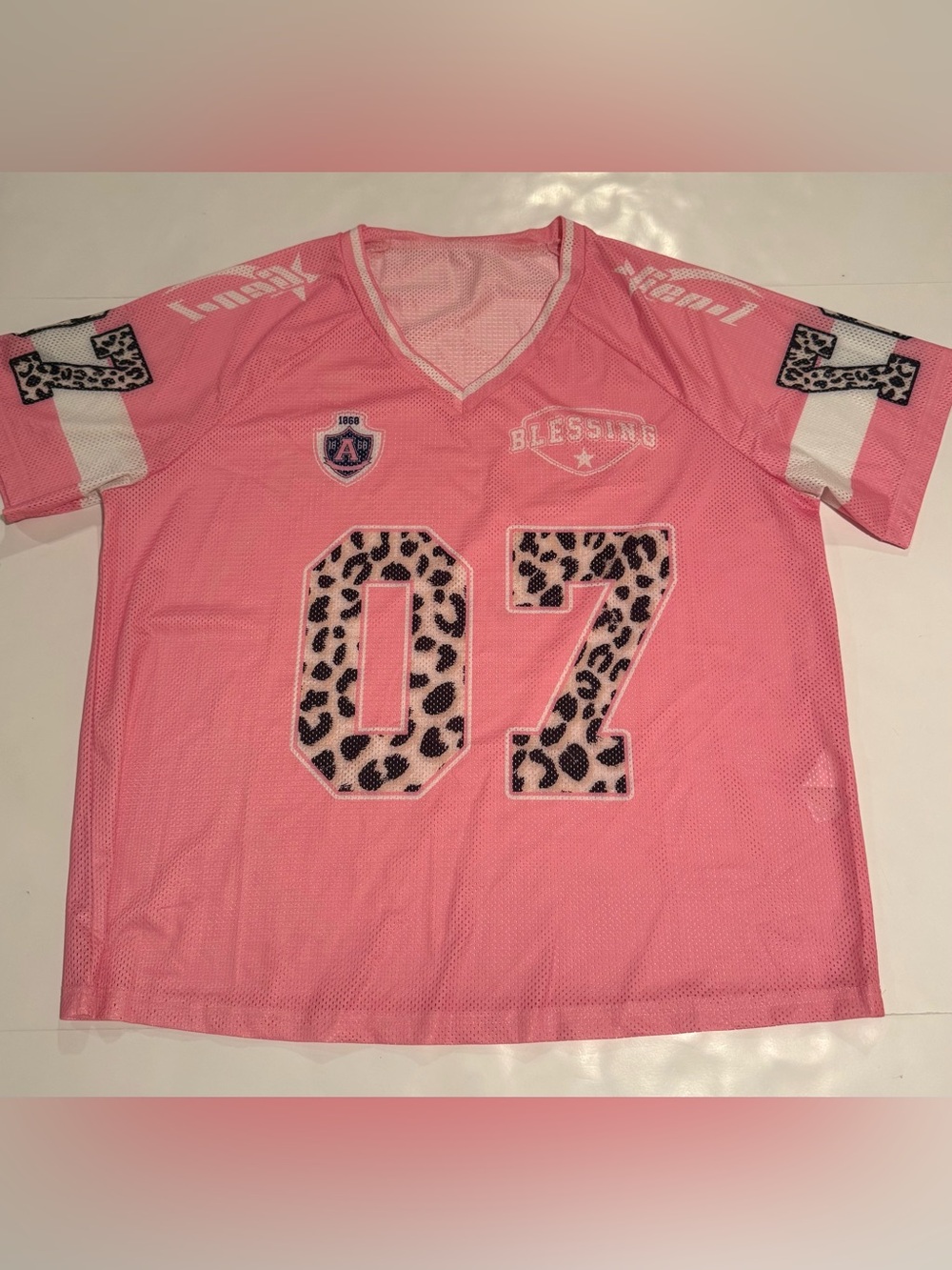 Kids Pink 'Blessing' Leopard 07 Mesh Jersey